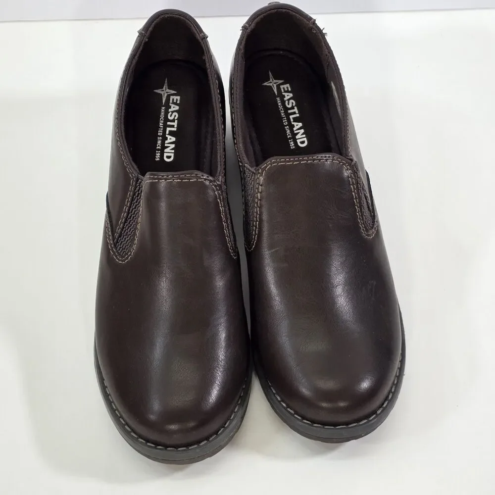 Eastland Brooke Womens Slip On Clogs Brown Comfort Workwear Casual Shoes Size 9